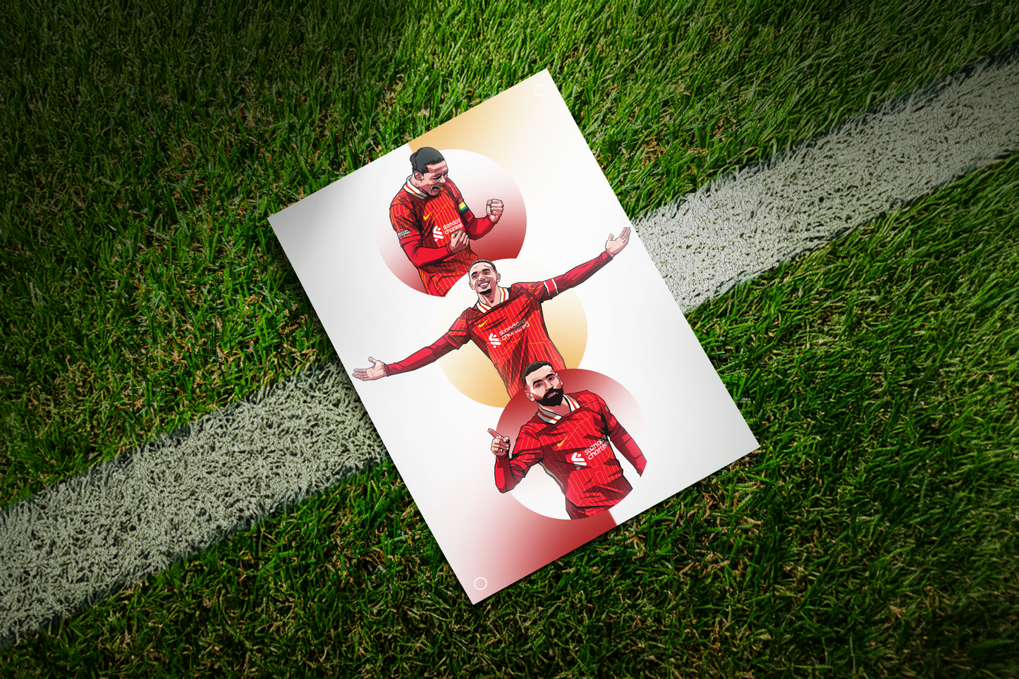 Trent Alexander-Arnold, Mohamed Salah & Virgil Van Dijk Trio Spheres Art Print