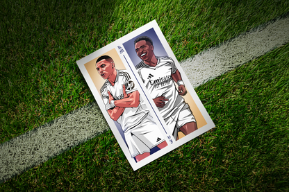 Kylian Mbappé & Vinícius Júnior Duo Perpendicular Art Print