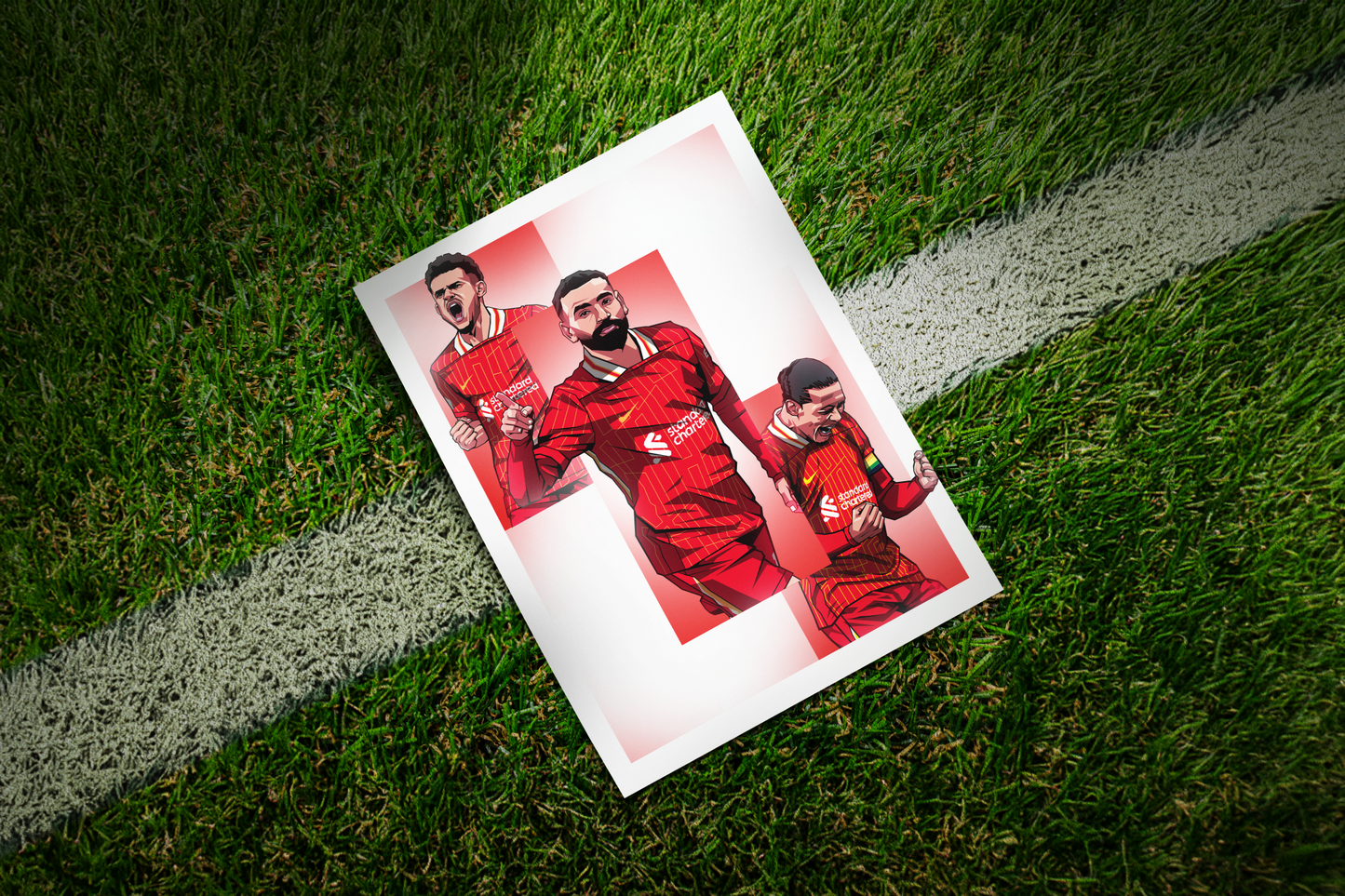 Luis Díaz, Mohamed Salah & Virgil Van Dijk Trio Levels Art Print