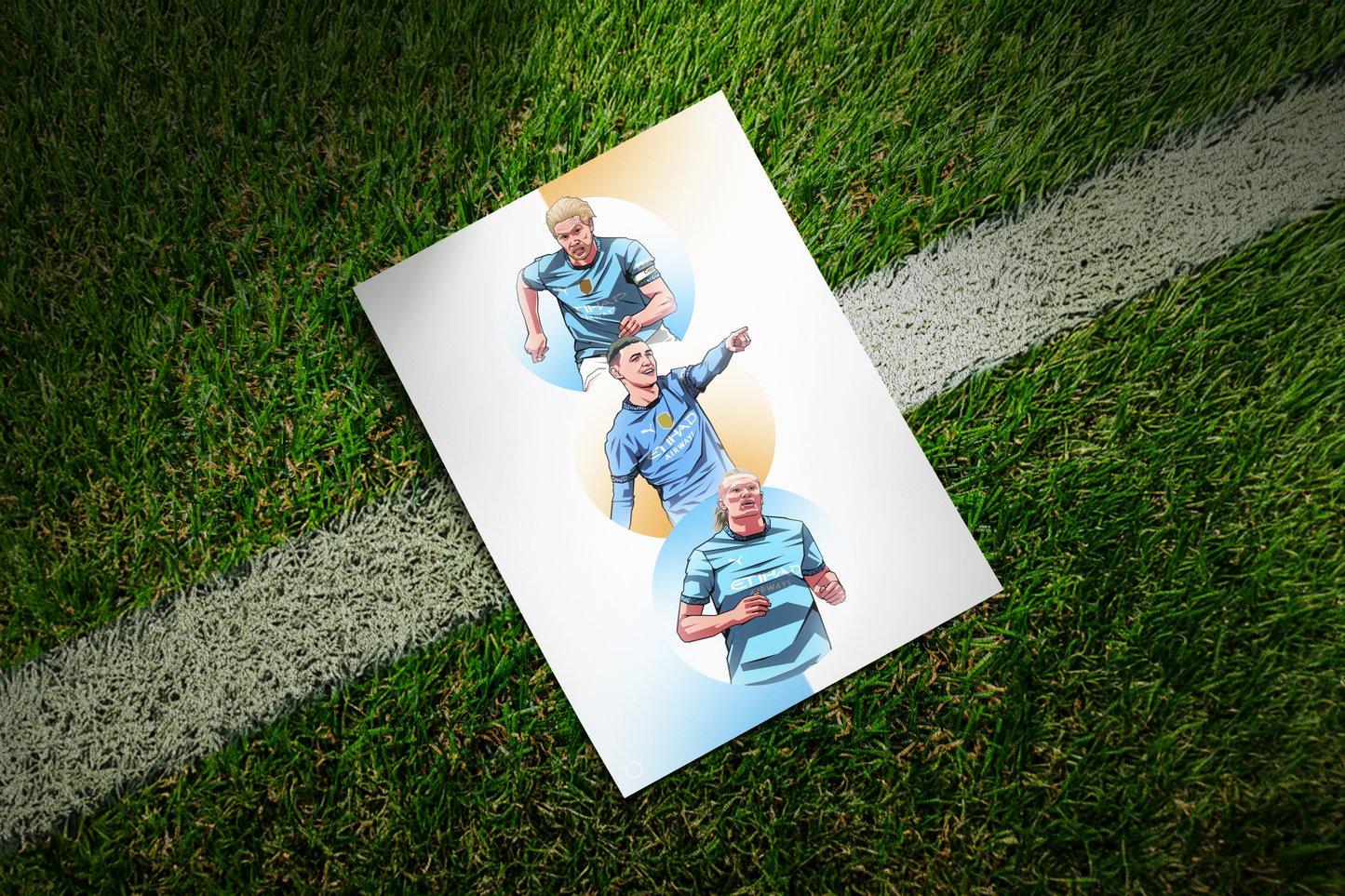 Kevin De Bruyne, Erling Haaland & Phil Foden Trio Spheres Art Print