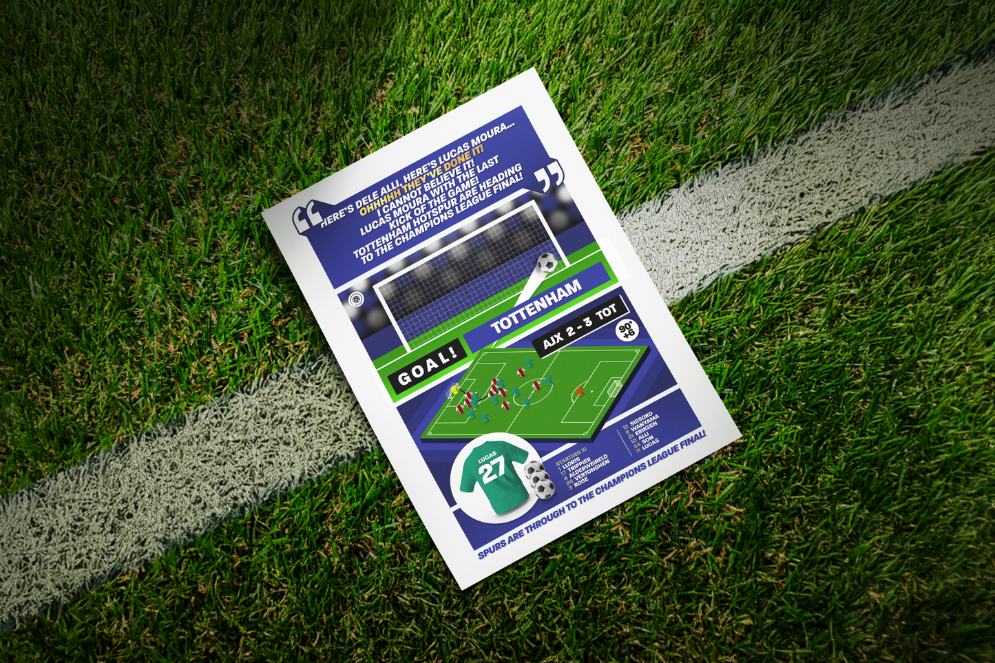 Lucas Moura GOAL vs Ajax | Art Print | 2018/19 UEFA Champions League Semi-Final | Tottenham Hotspur