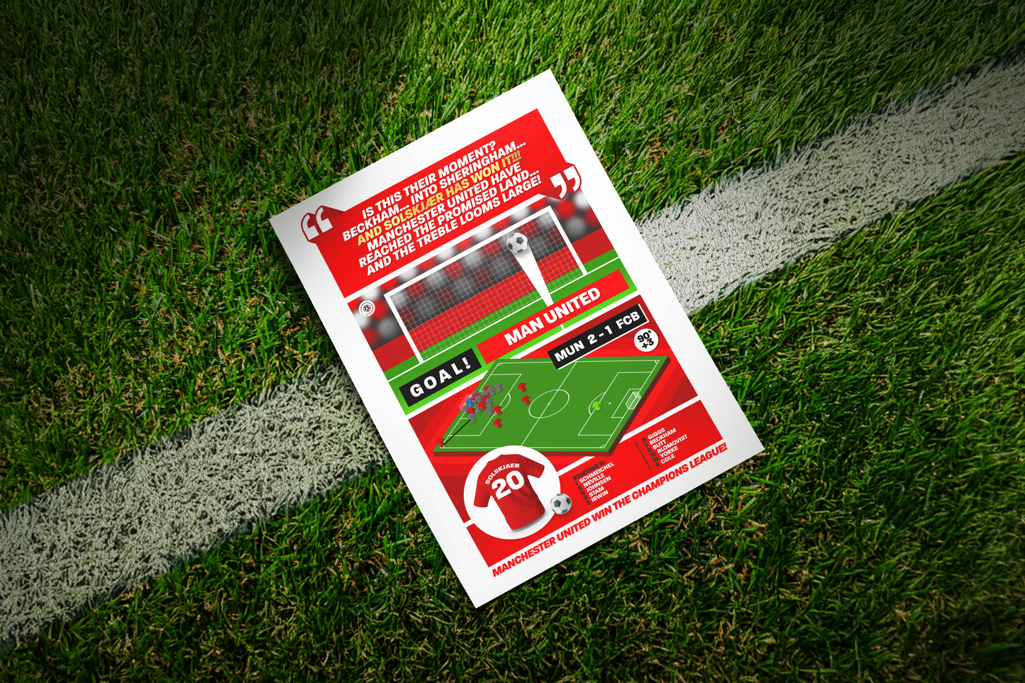 Ole Gunnar Solskjaer GOAL vs Bayern Munich | Art Print | 1998/99 UEFA Champions League Final | Manchester United