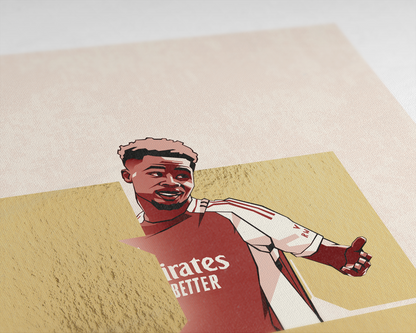 Bukayo Saka Limited Edition Gold Foil Blocks Art Print