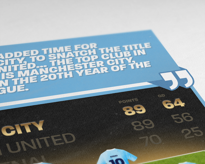 Manchester City 11/12 Team Lineup Art Print