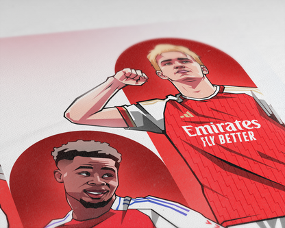 Martin Ødegaard, Bukayo Saka & Kai Havertz Trio Tubes Art Print