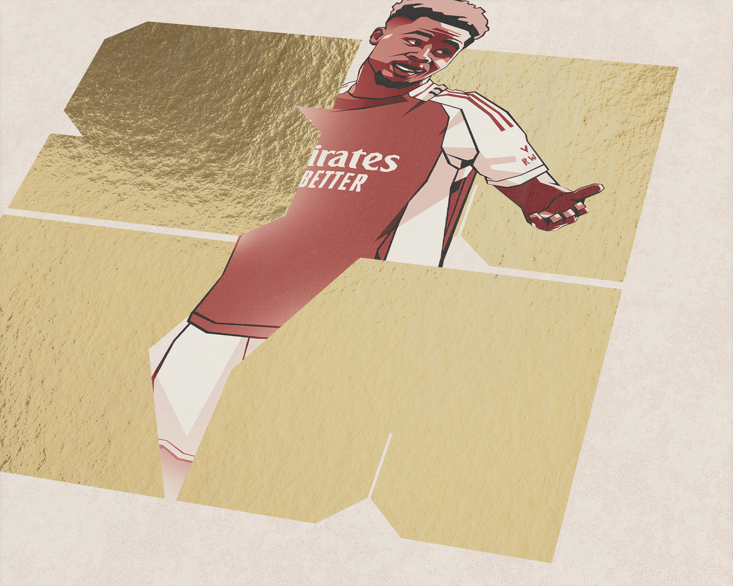 Bukayo Saka Limited Edition Gold Foil Blocks Art Print