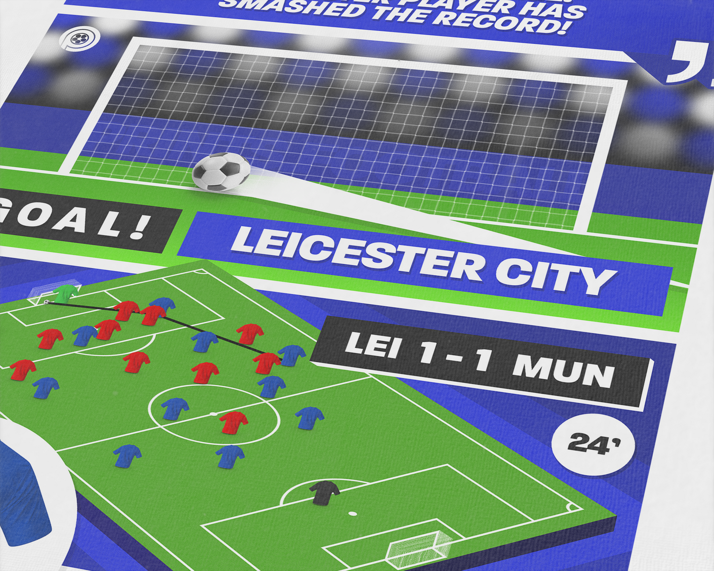 Jamie Vardy Record Breaking 11th GOAL vs Man United | Art Print | 2015/16 Premier League Champions | Leicester City