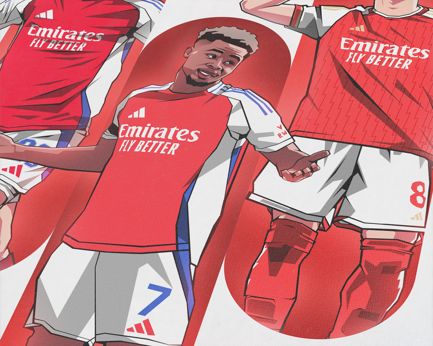 Martin Ødegaard, Bukayo Saka & Kai Havertz Trio Tubes Art Print