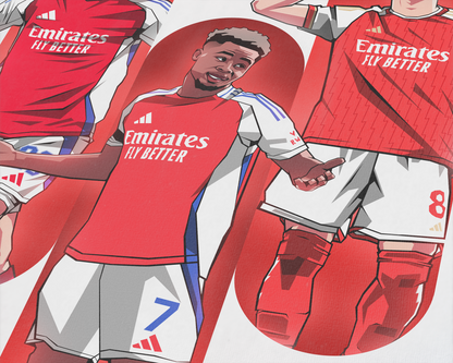 Martin Ødegaard, Bukayo Saka & Kai Havertz Trio Tubes Art Print