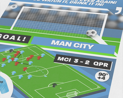 Sergio Agüero GOAL vs QPR | Art Print | 2011/12 Premier League Champions | Manchester City