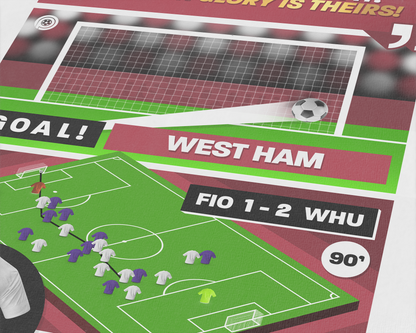 Jarrod Bowen GOAL vs Fiorentina | Art Print | 2022/23 UEFA Europa Conference League Final | West Ham United