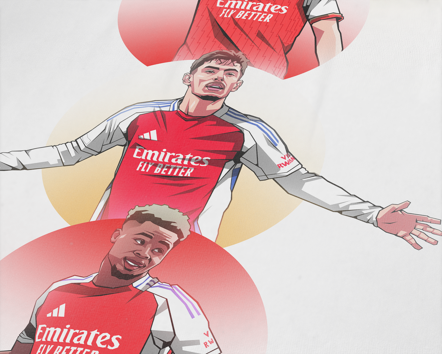Martin Ødegaard, Bukayo Saka & Kai Havertz Trio Spheres Art Print