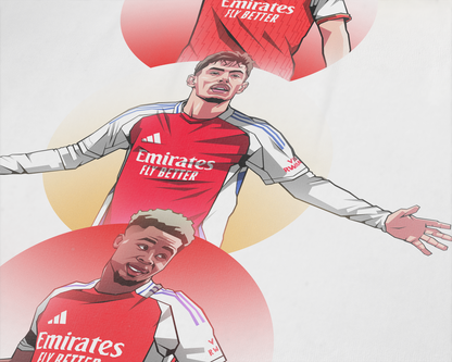 Martin Ødegaard, Bukayo Saka & Kai Havertz Trio Spheres Art Print