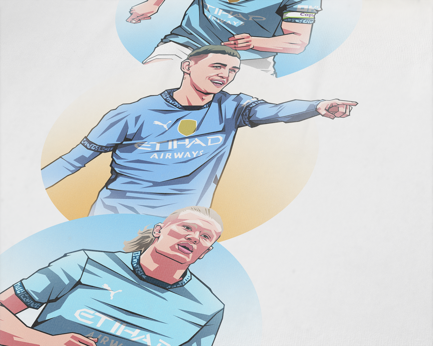 Kevin De Bruyne, Erling Haaland & Phil Foden Trio Spheres Art Print