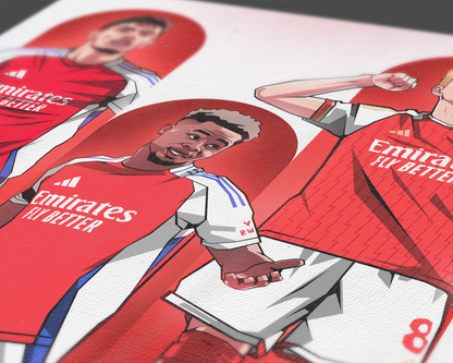Martin Ødegaard, Bukayo Saka & Kai Havertz Trio Tubes Art Print