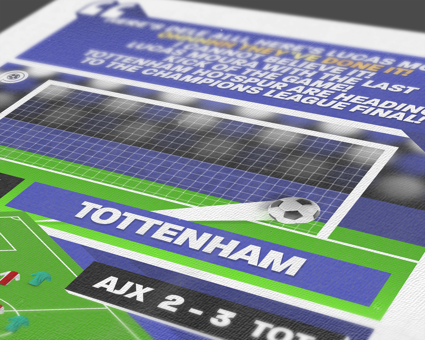 Lucas Moura GOAL vs Ajax | Art Print | 2018/19 UEFA Champions League Semi-Final | Tottenham Hotspur