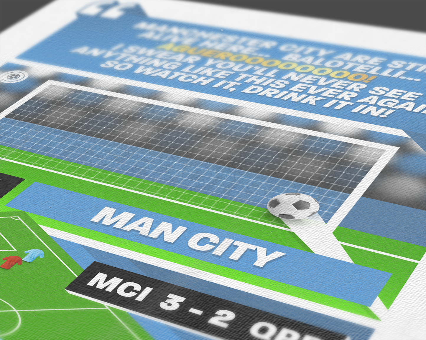 Sergio Agüero GOAL vs QPR | Art Print | 2011/12 Premier League Champions | Manchester City