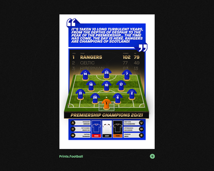 Rangers 19/20 Team Lineup Art Print