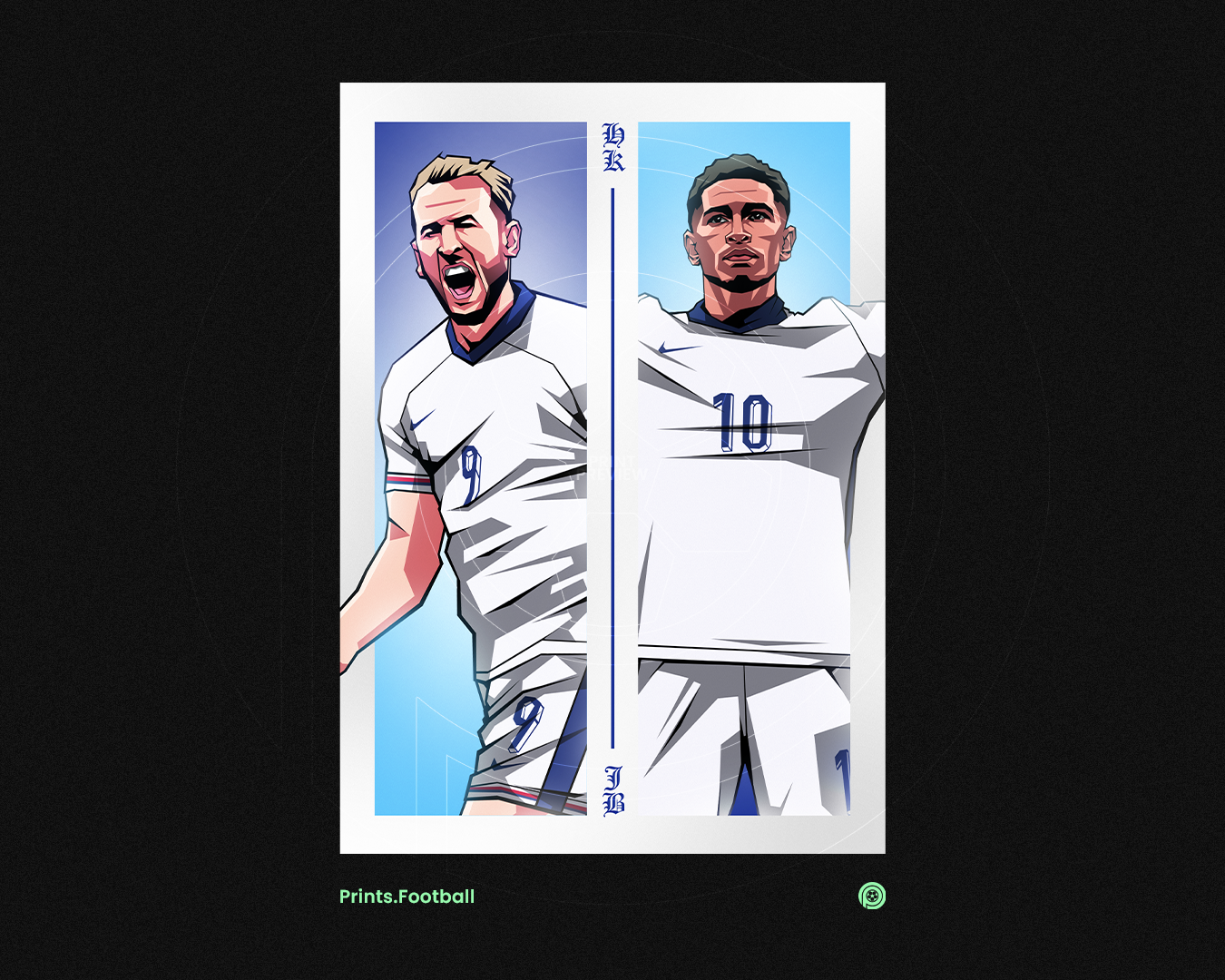 Harry Kane & Jude Bellingham Duo Perpendicular Art Print