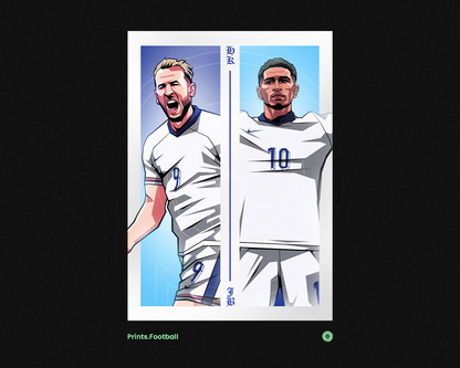 Harry Kane & Jude Bellingham Duo Perpendicular Art Print