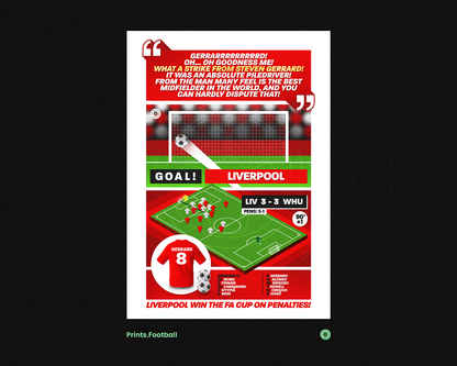 Steven Gerrard GOAL vs West Ham | Art Print | 2005/06 FA Cup Final | Liverpool
