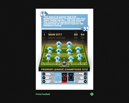 Manchester City 11/12 Team Lineup Art Print