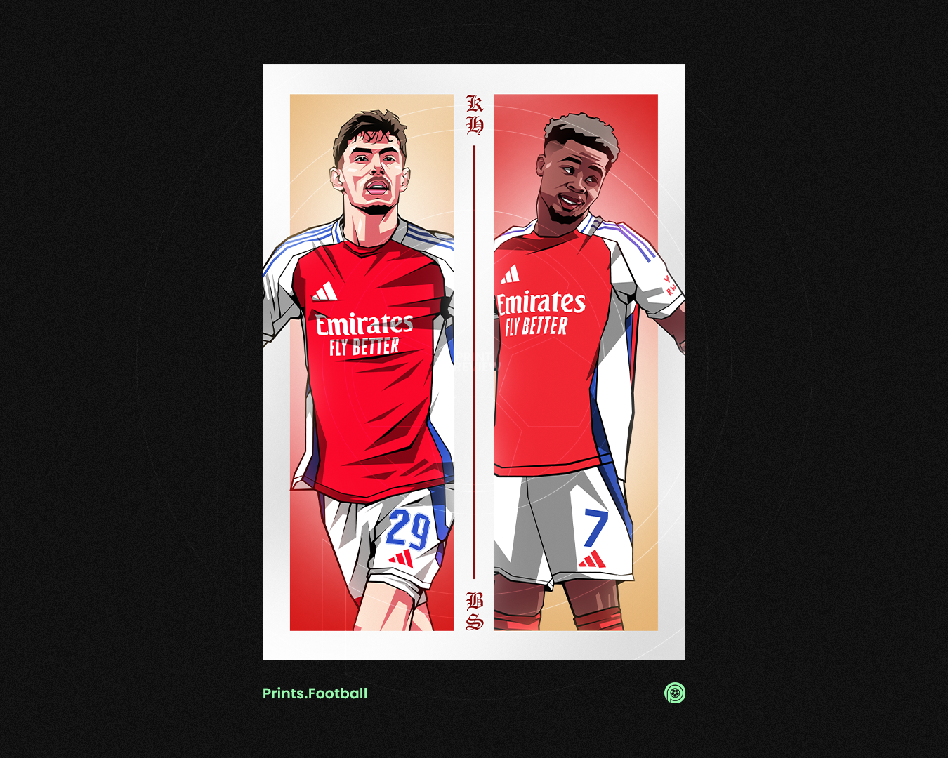 Kai Havertz & Bukayo Saka Duo Perpendicular Art Print