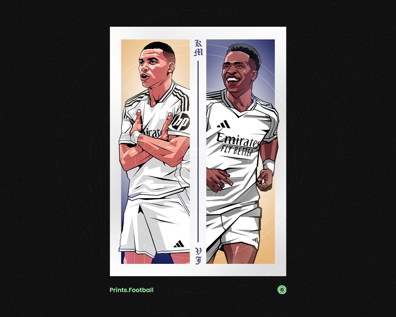 Kylian Mbappé & Vinícius Júnior Duo Perpendicular Art Print