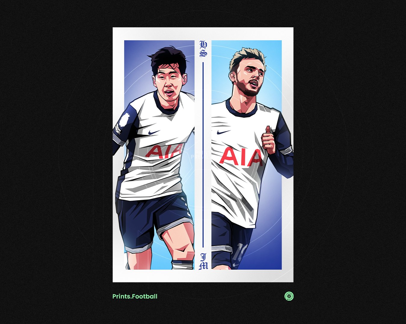 Heung-min Son & James Maddison Duo Perpendicular Art Print