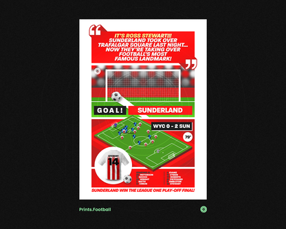 Ross Stewart GOAL vs Wycombe | Art Print | 2021/22 League One Play-Off Final | Sunderland