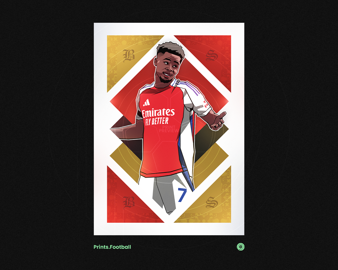 Bukayo Saka Diamonds Art Print