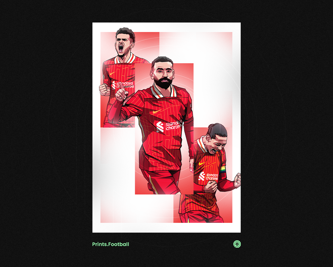 Luis Díaz, Mohamed Salah & Virgil Van Dijk Trio Levels Art Print