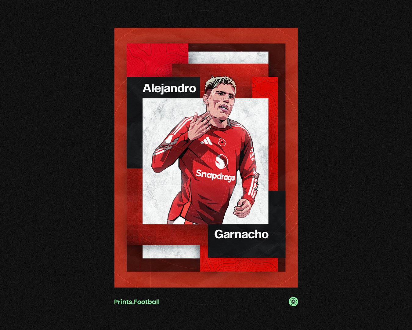 Alejandro Garnacho Mosaic Art Print