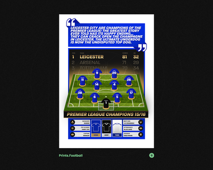 Leicester City 15/16 Team Lineup Art Print