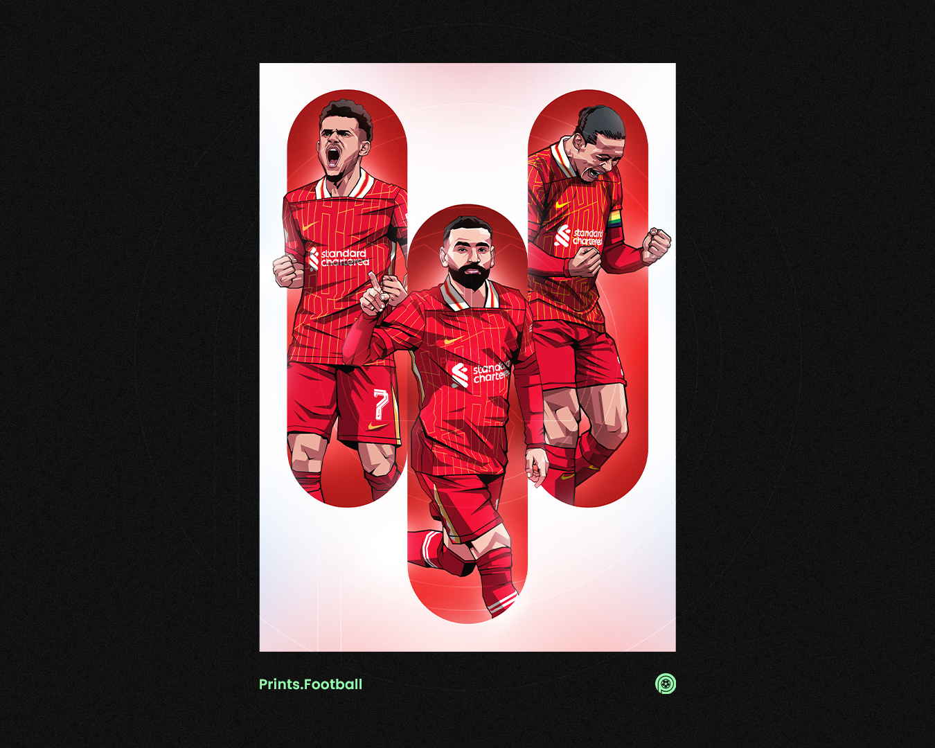 Luis Díaz, Mohamed Salah & Virgil Van Dijk Trio Tubes Art Print