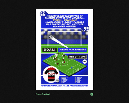 Bobby Zamora GOAL vs Derby | Art Print | 2013/14 Championship Play-Off Final | QPR