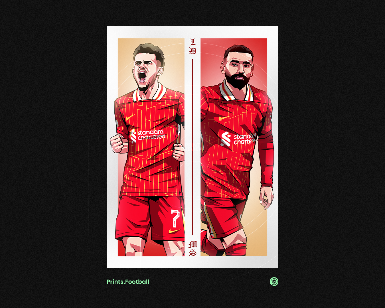 Luis Díaz & Mohamed Salah Duo Perpendicular Art Print