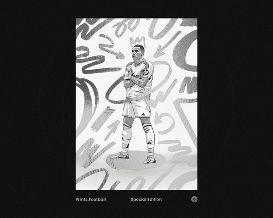 Kylian Mbappé Special Edition Silver Foil Marker Art Print