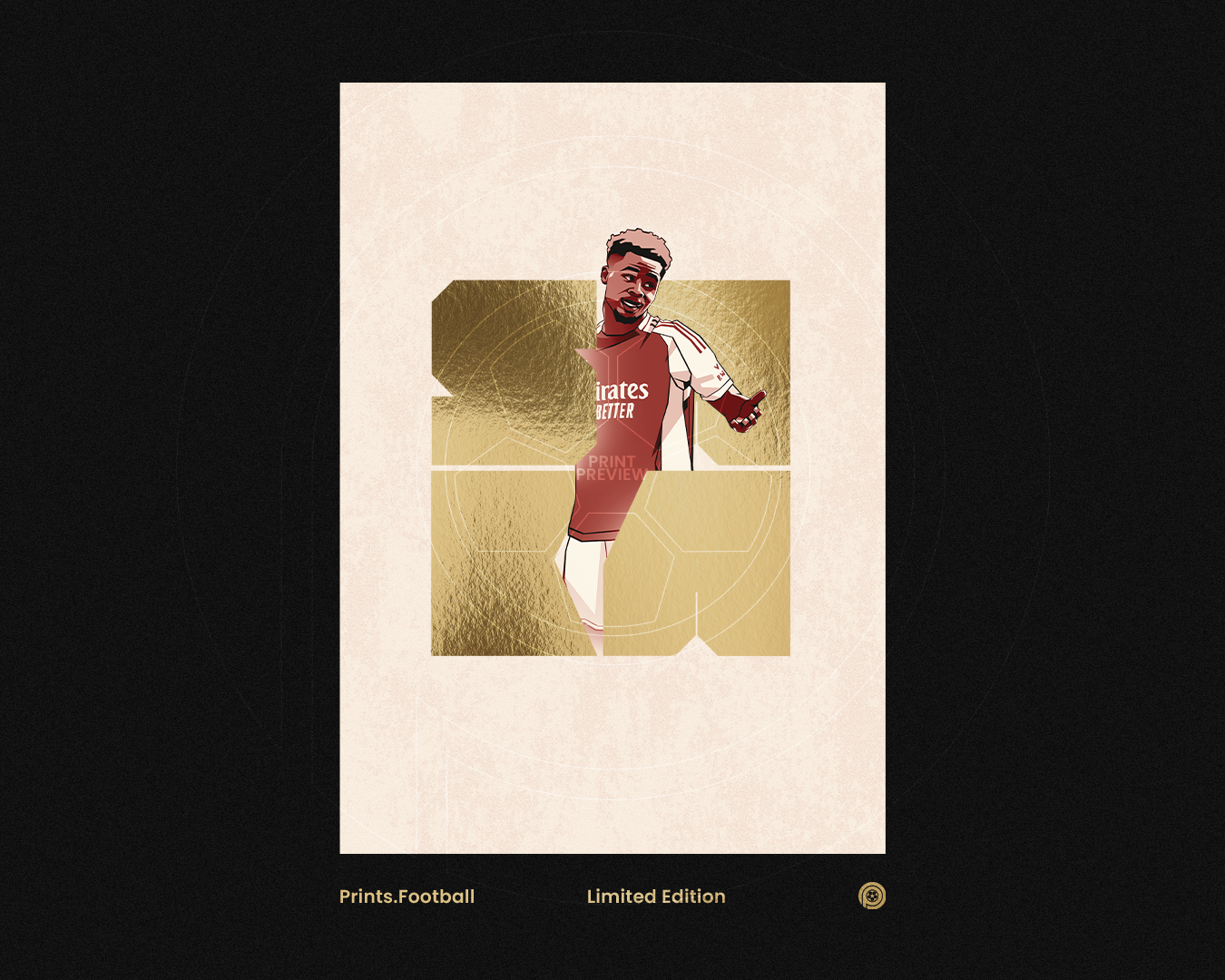 Bukayo Saka Limited Edition Gold Foil Blocks Art Print