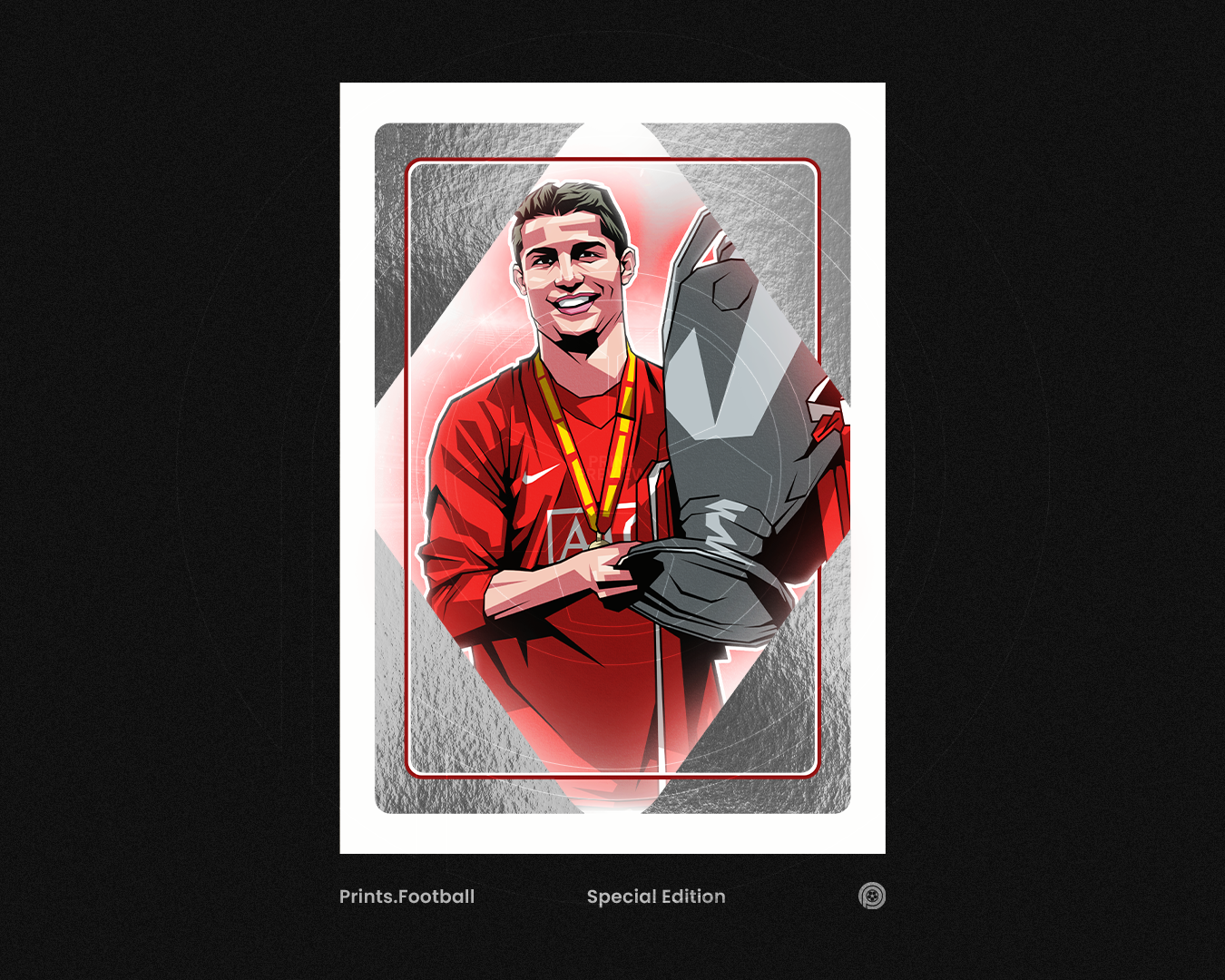 Cristiano Ronaldo Special Edition Silver Foil Playing Card Art Print
