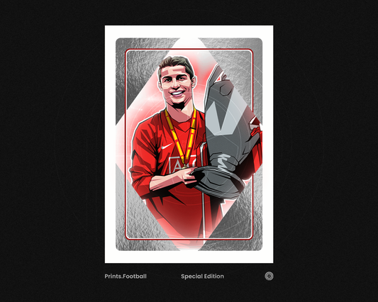 Cristiano Ronaldo Special Edition Silver Foil Playing Card Art Print