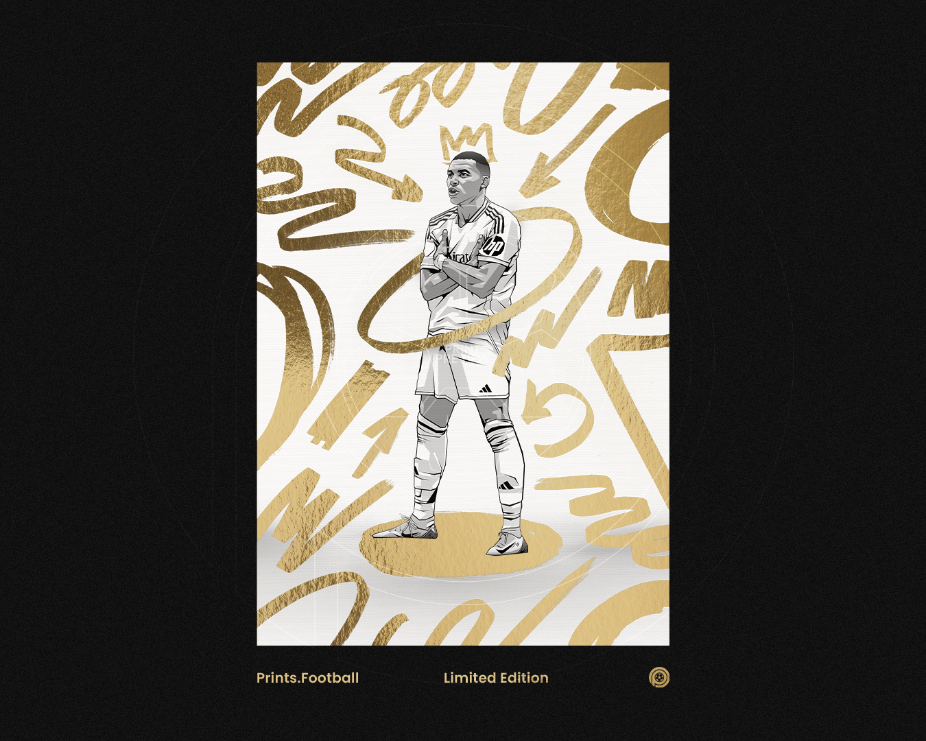 Kylian Mbappé Limited Edition Gold Foil Marker Art Print
