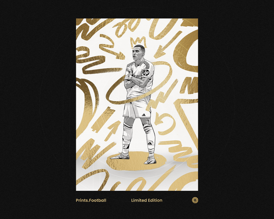Kylian Mbappé Limited Edition Gold Foil Marker Art Print