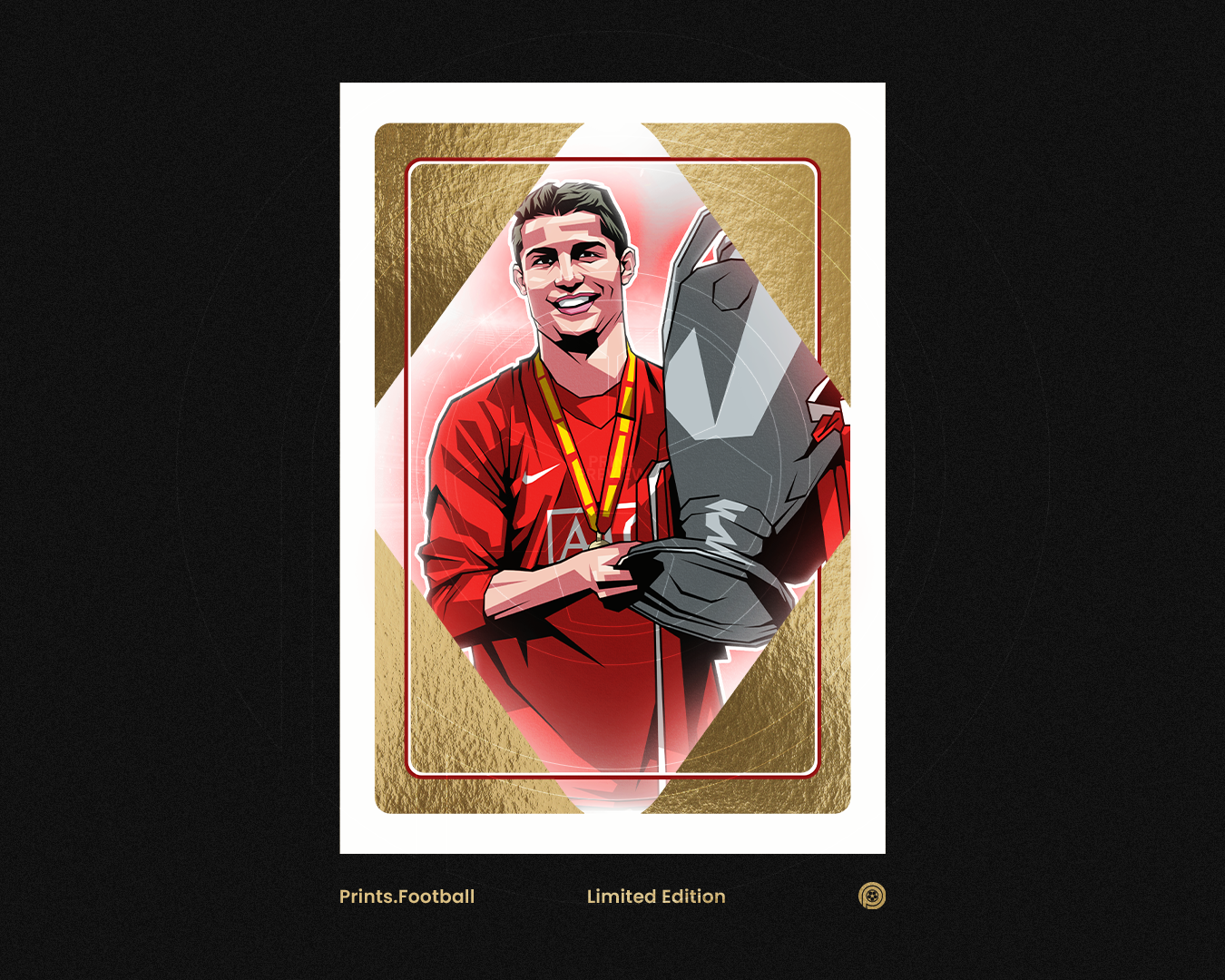 Cristiano Ronaldo Limited Edition Gold Foil Playing Card Art Print