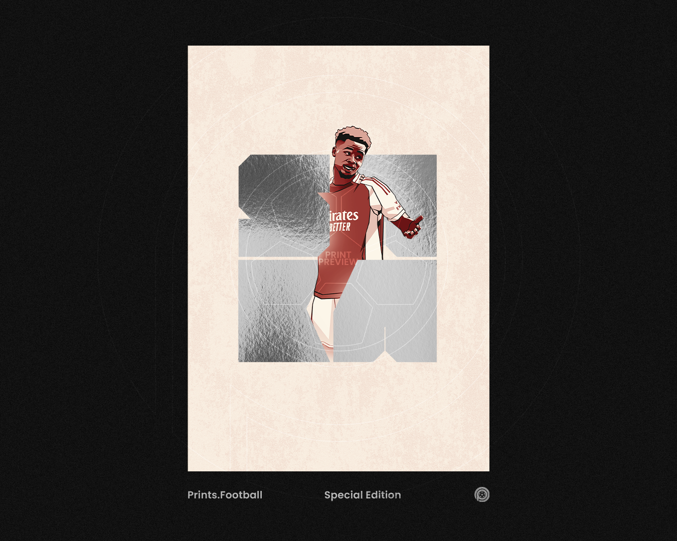 Bukayo Saka Special Edition Silver Foil Blocks Art Print