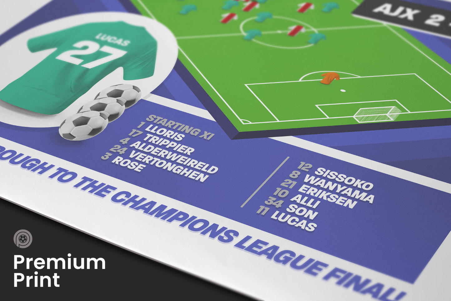 Lucas Moura GOAL vs Ajax | Art Print | 2018/19 UEFA Champions League Semi-Final | Tottenham Hotspur