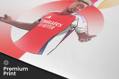 Martin Ødegaard, Bukayo Saka & Kai Havertz Trio Spheres Art Print