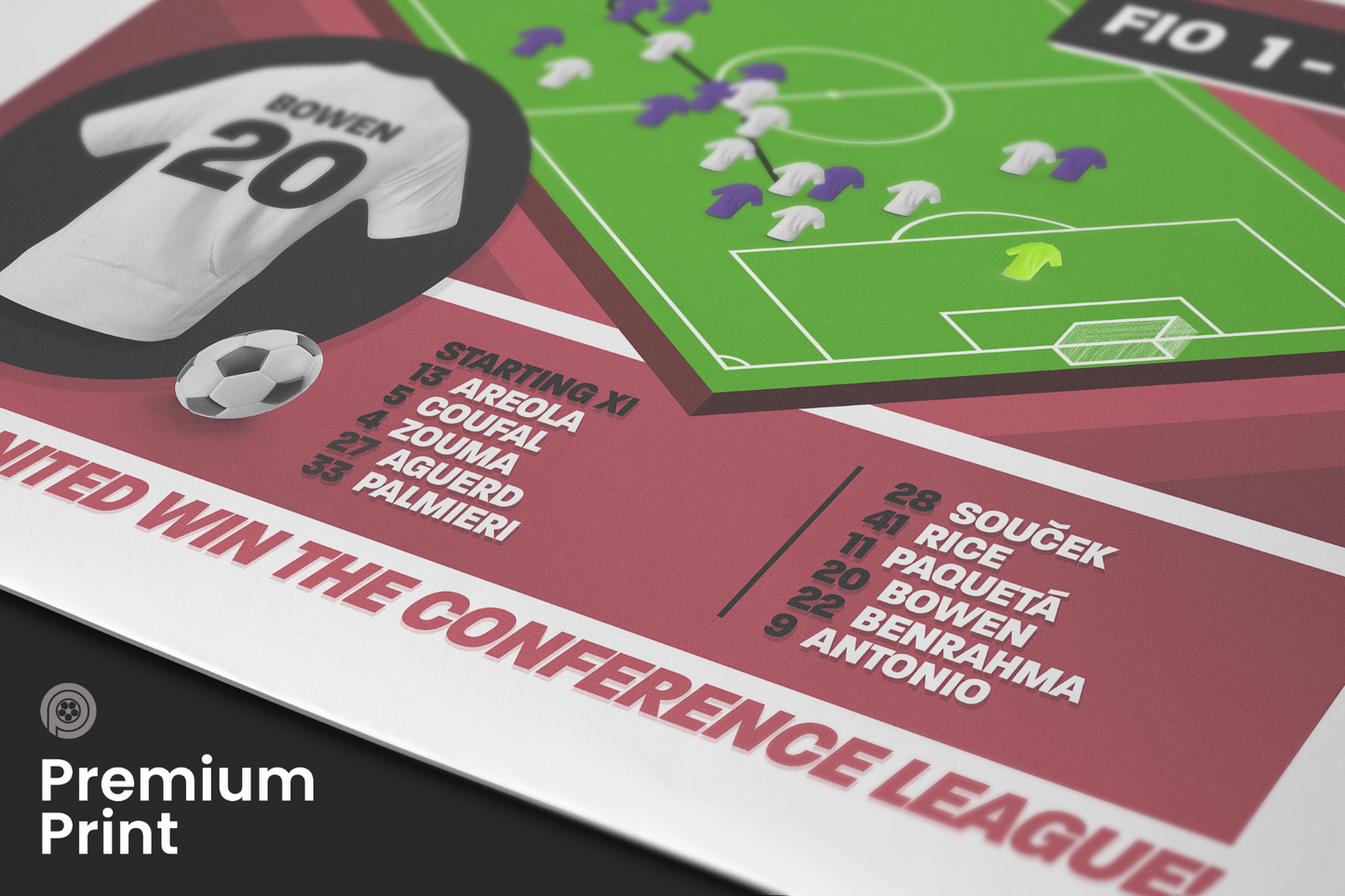 Jarrod Bowen GOAL vs Fiorentina | Art Print | 2022/23 UEFA Europa Conference League Final | West Ham United