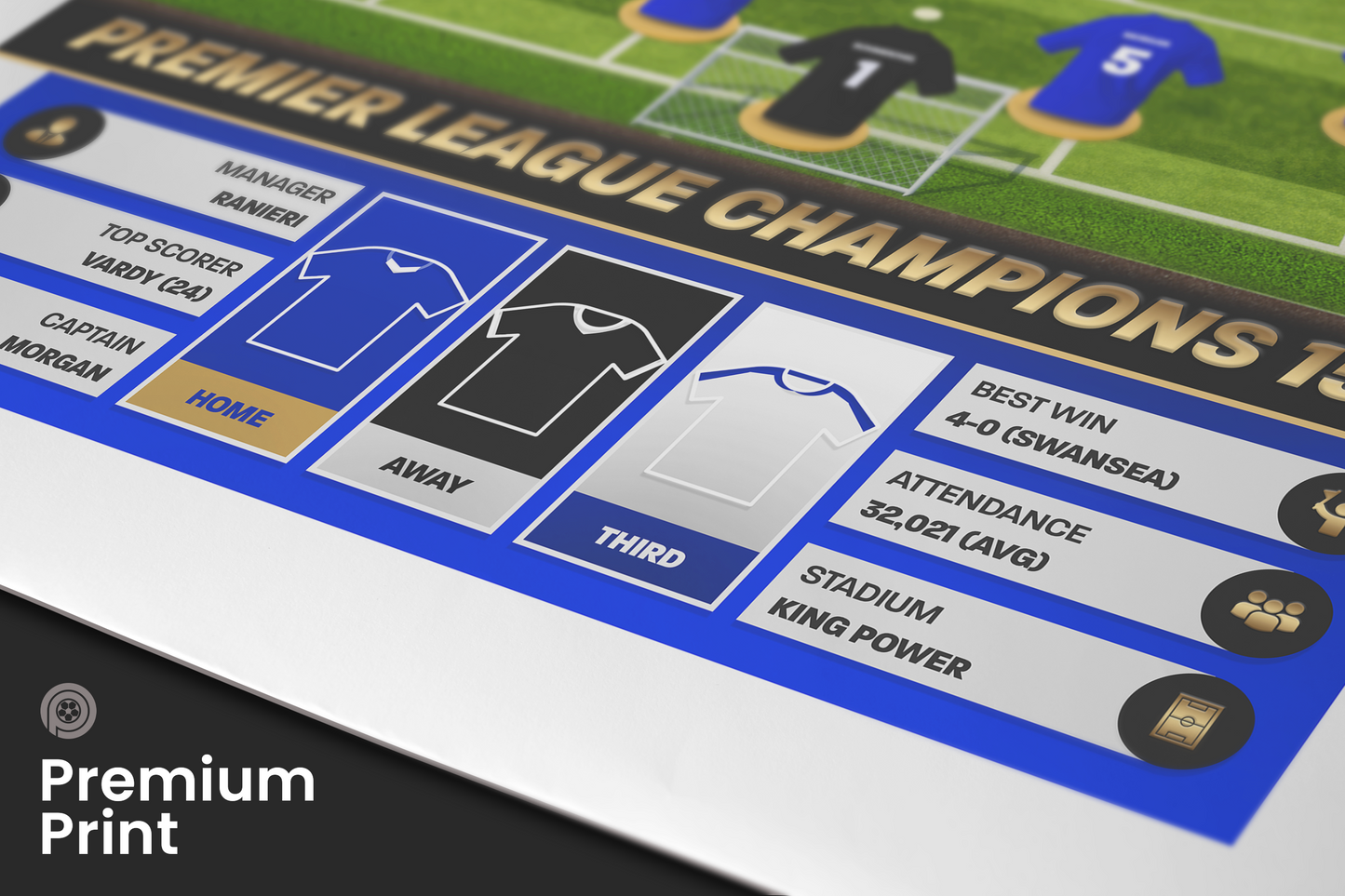Leicester City 15/16 Team Lineup Art Print