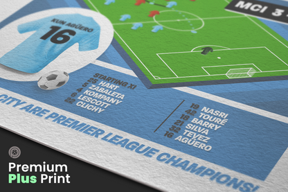 Sergio Agüero GOAL vs QPR | Art Print | 2011/12 Premier League Champions | Manchester City